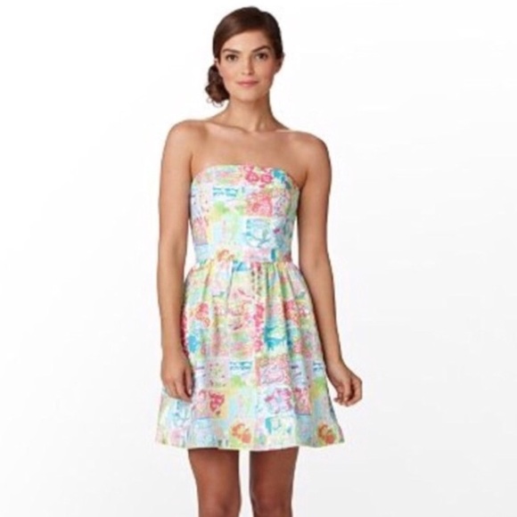Lilly Pulitzer State of Mind Strapless Dress 00 - Picture 1 of 7